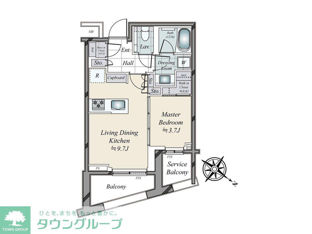 パークコート恵比寿(1LDK/4階)の間取り写真