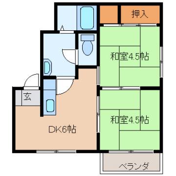 リトルK(2DK/2階)の間取り写真