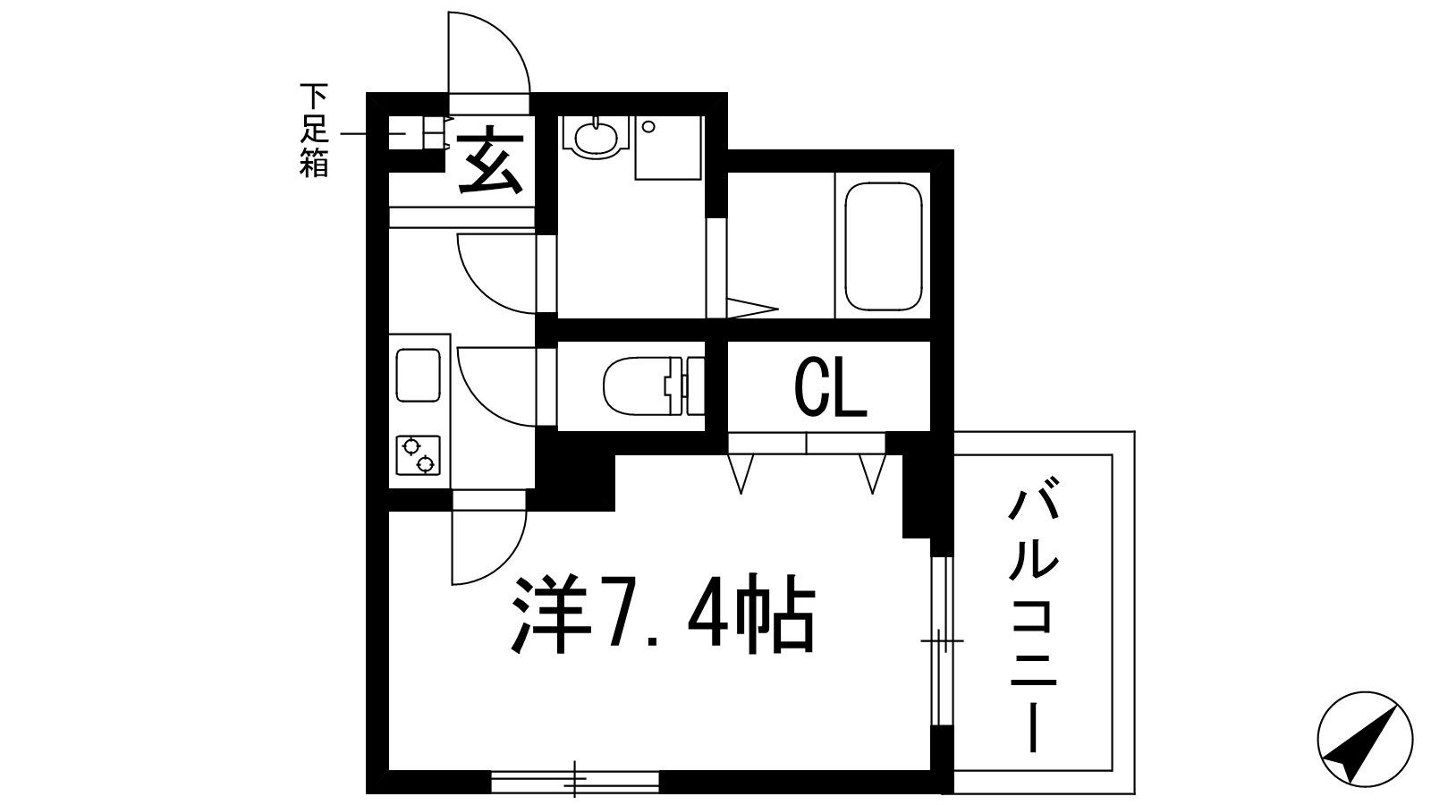 ココングランジュール宝塚南口(1K/3階)の間取り写真