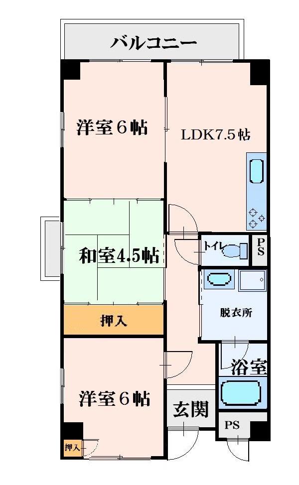 グラッドピネ(3LDK/3階)の間取り写真