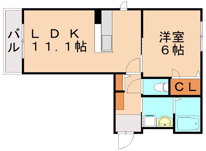 ウィステリア神岳(1LDK/1階)の間取り写真