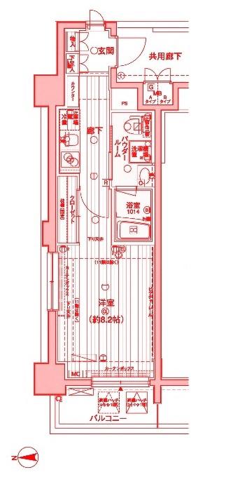 メインステージ横浜(1K/5階)の間取り写真