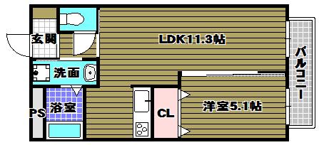 エミネンスシャルム千寿(1LDK/1階)の間取り写真