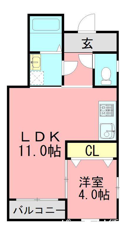 フェリーチェ香椎(1LDK/2階)の間取り写真