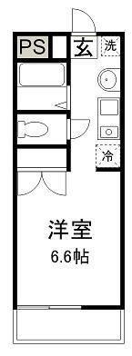 プリズム6番館(ワンルーム/2階)の間取り写真