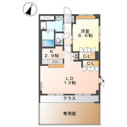 ツインヒルズ壱番館(1LDK/1階)の間取り写真