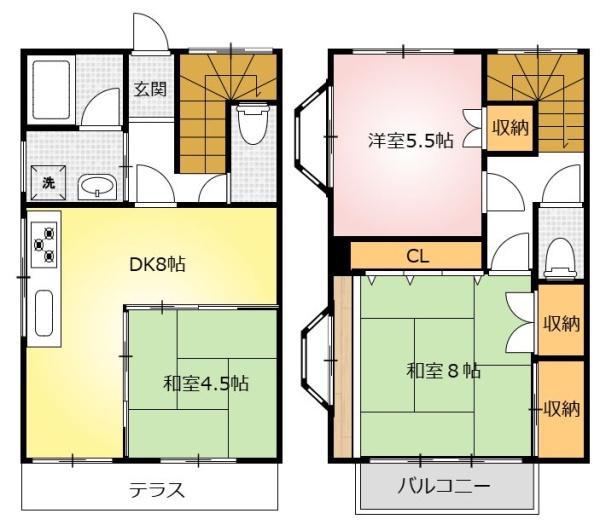宝ハイツ(3DK/1階)の間取り写真