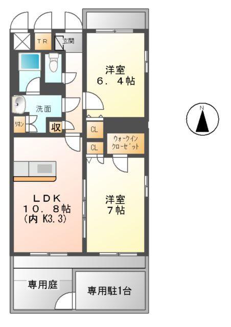 フェリーチェII(2LDK/3階)の間取り写真