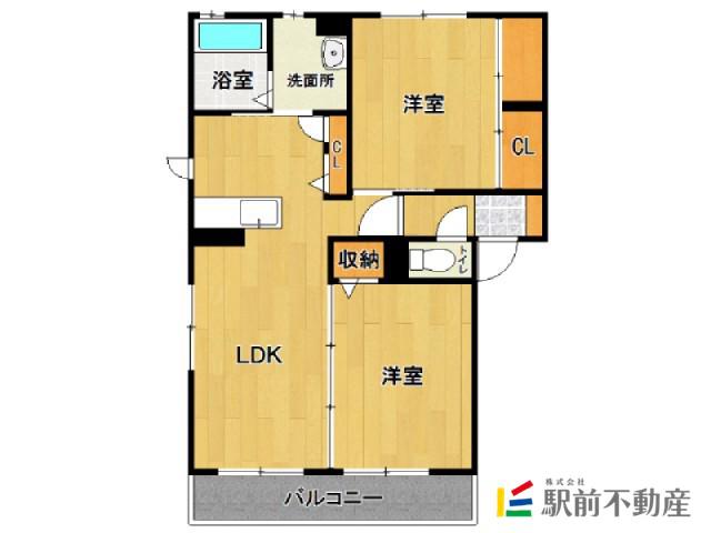 SHAMAISON LOTUS A棟(2LDK/2階)の間取り写真