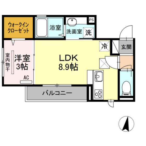 セジュール広島萬象園(1LDK/1階)の間取り写真