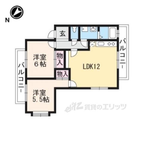 三上ハイツ(2LDK/3階)の間取り写真