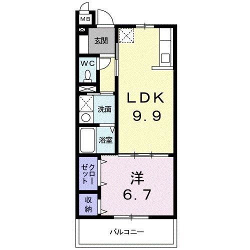 アルカンシエルB(1LDK/1階)の間取り写真