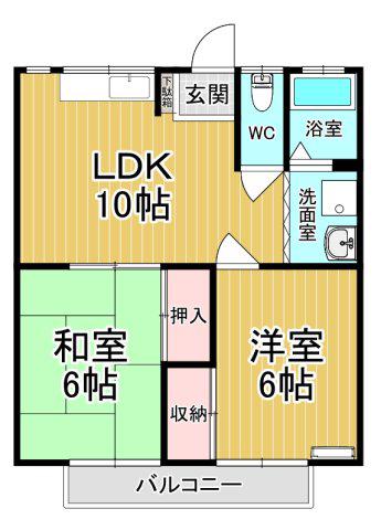 モミヤマハイツ(2LDK/2階)の間取り写真