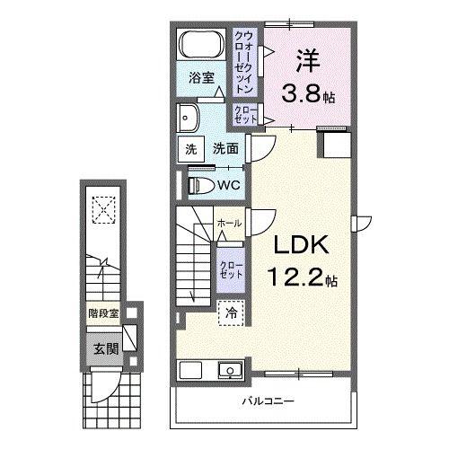サンフラワー太田駅サイドF(1LDK/2階)の間取り写真