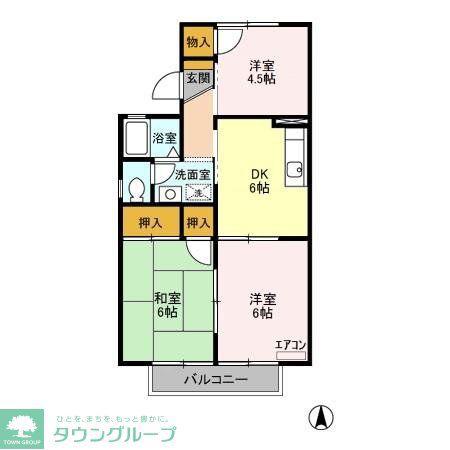 ヴィラモデルナA(3DK/2階)の間取り写真