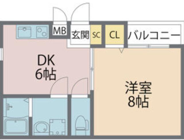 ノイヴェル布施(1DK/2階)の間取り写真