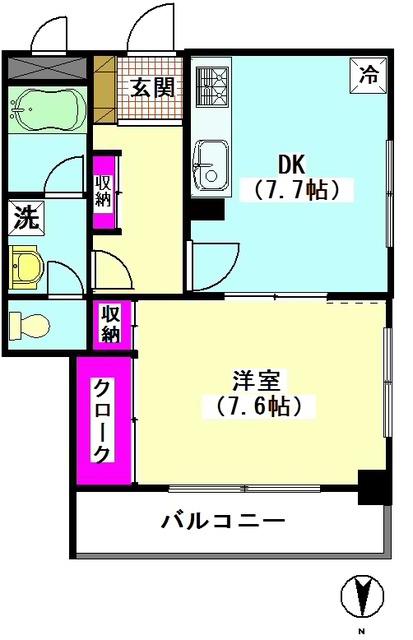 サンセールK&M(1DK/1階)の間取り写真