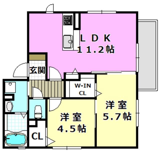 セジュールSYK(2LDK/2階)の間取り写真
