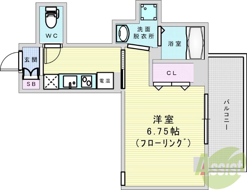 みおつくし十三(1K/2階)の間取り写真