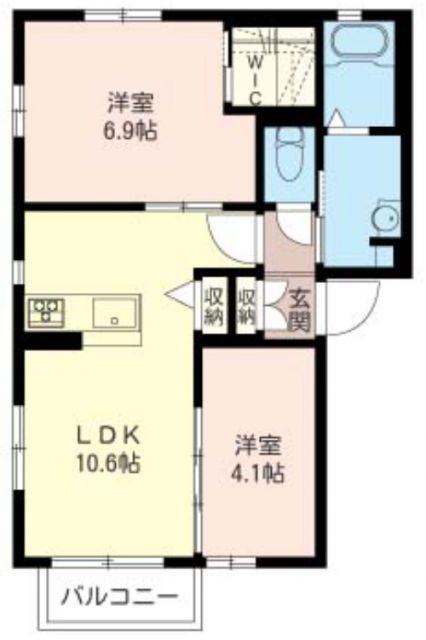 ベルヒルA(2LDK/2階)の間取り写真
