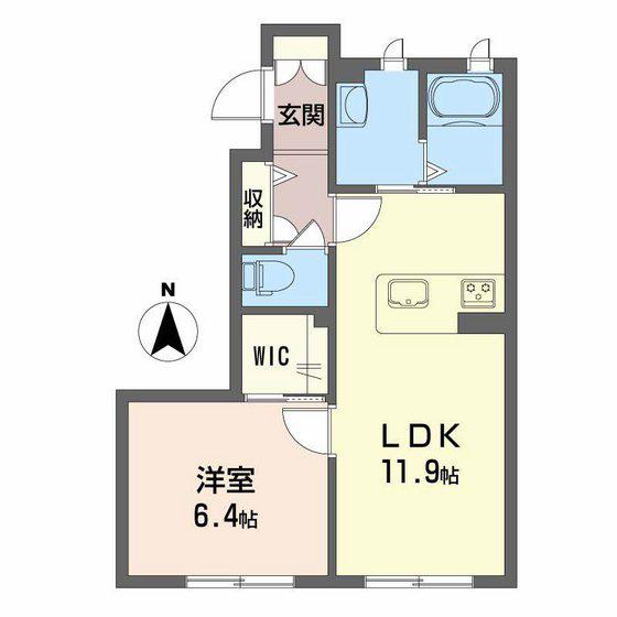 グランマスト伴 B棟(1LDK/1階)の間取り写真