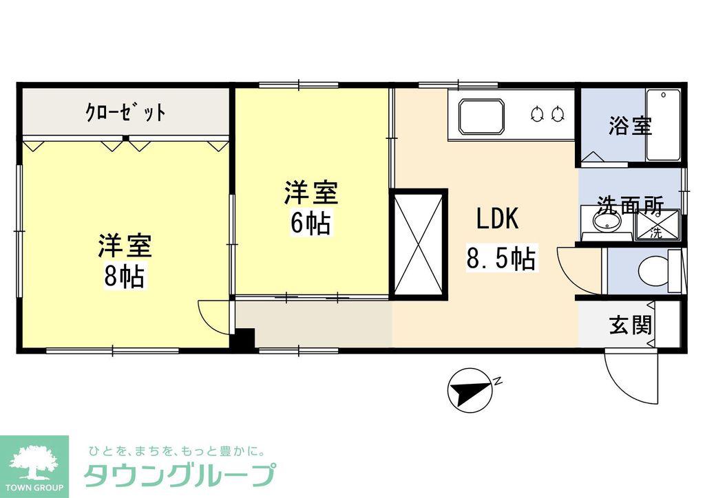 八木橋ワラビマンション(2LDK/1階)の間取り写真