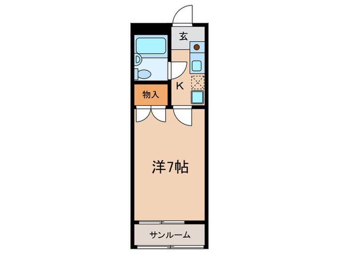 尾山台QSハイム(1K/2階)の間取り写真