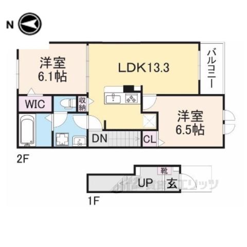 プロムナード メゾン K(2LDK/2階)の間取り写真