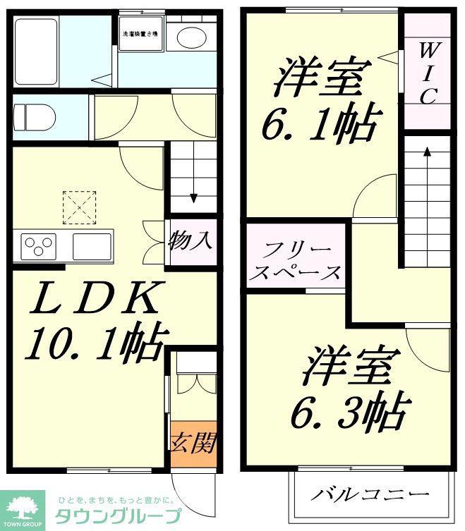 MAISONETTEPARK大竹(2LDK/1階)の間取り写真
