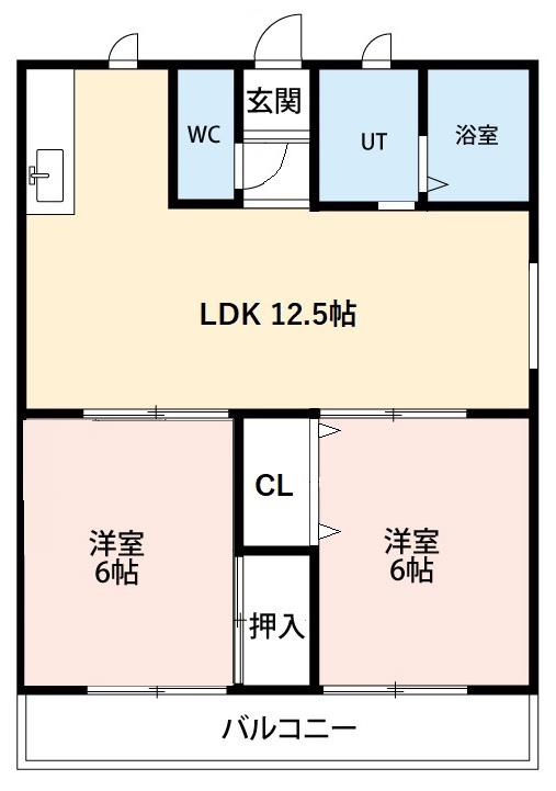 エクセル太田(2LDK/1階)の間取り写真