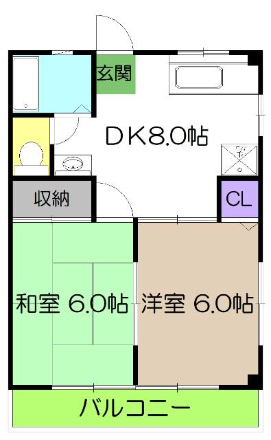 サンサンハイツII(2DK/1階)の間取り写真