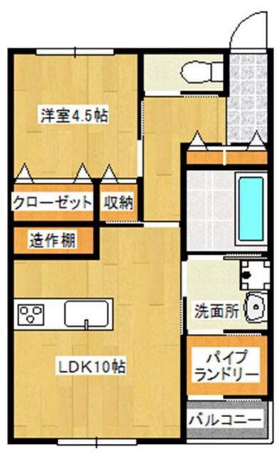 ENSIA(1LDK/1階)の間取り写真