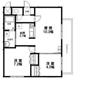 エルベスト南郷(2LDK/1階)の間取り写真