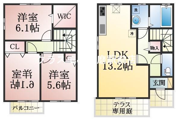 パークハイム向陽 B棟(3LDK/1階)の間取り写真