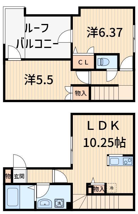 モンシャン(2DK/2階)の間取り写真
