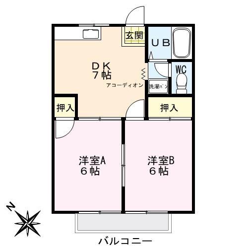 プチメゾン(2DK/1階)の間取り写真