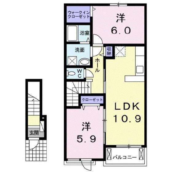 クリアネス ベル(2LDK/2階)の間取り写真
