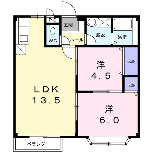 アビーロードA(2LDK/2階)の間取り写真