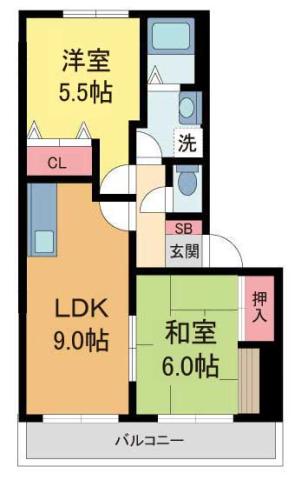 アバンウェル小林(2LDK/3階)の間取り写真
