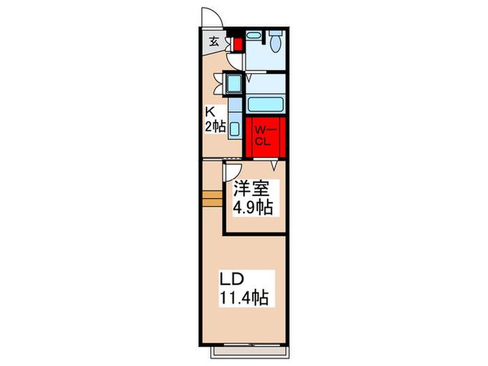 クオーレ七蔵(1LDK/3階)の間取り写真
