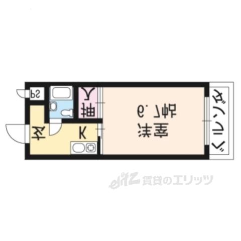 クローバーハイツⅠ(1K/3階)の間取り写真