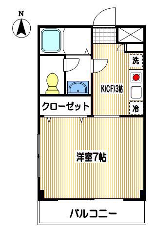 イーストハイム(1K/1階)の間取り写真