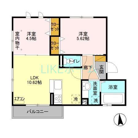 リヴェール(2LDK/1階)の間取り写真