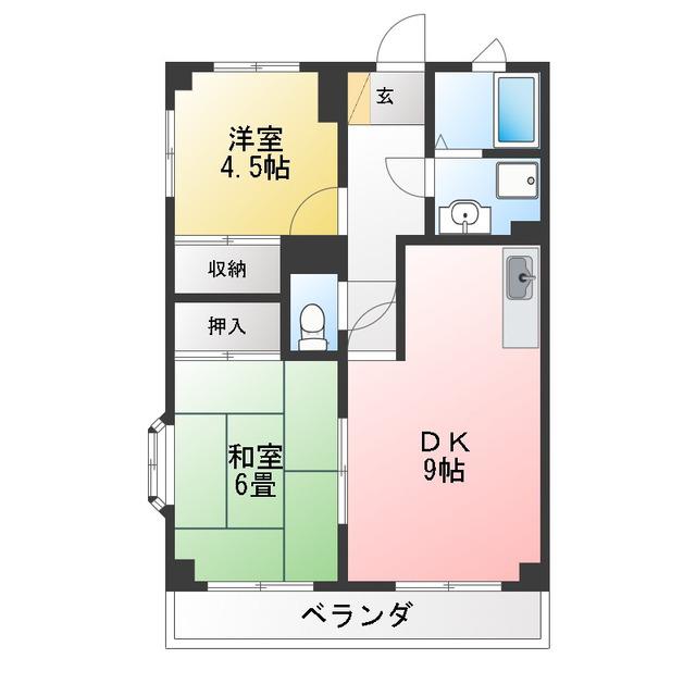 メイフェアーNO.5(2DK/4階)の間取り写真