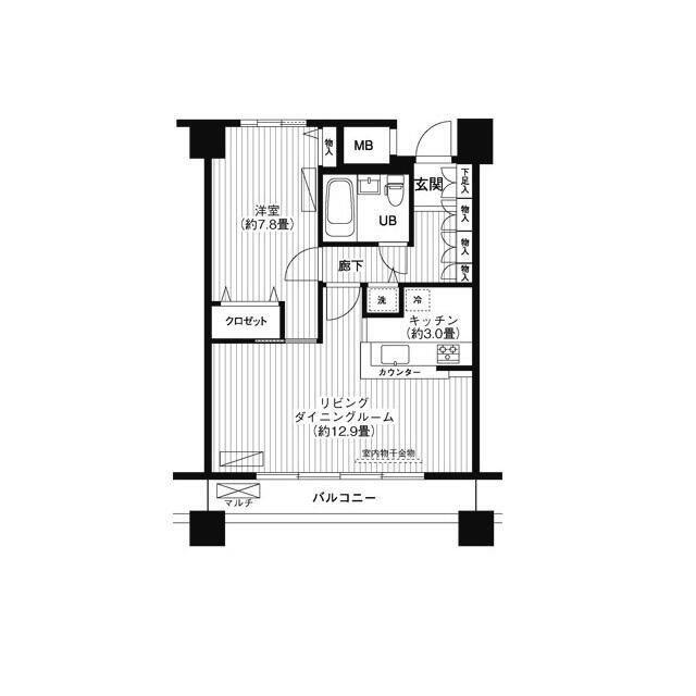 ループエム(1LDK/3階)の間取り写真