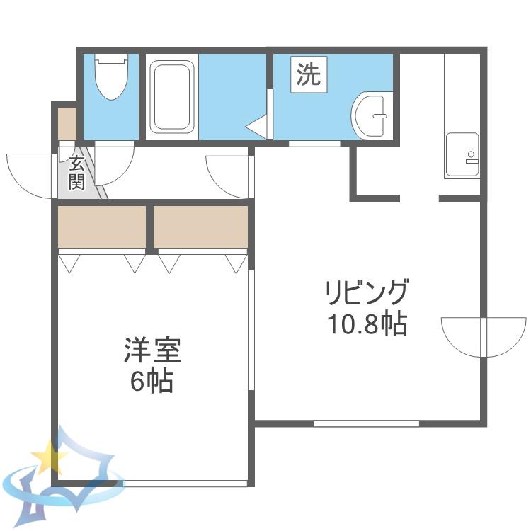 グラン八軒(1LDK/3階)の間取り写真