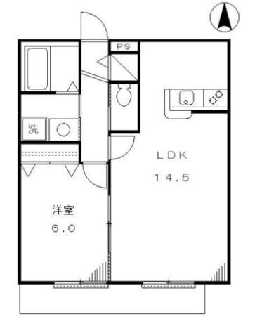 AF テラスオークフォレスト(1LDK/1階)の間取り写真