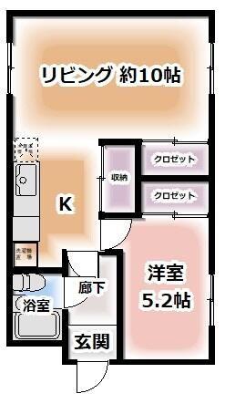ヴィラ外苑(1LDK/3階)の間取り写真