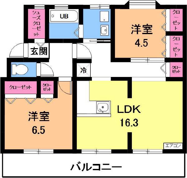 ファミール柏原(2LDK/4階)の間取り写真