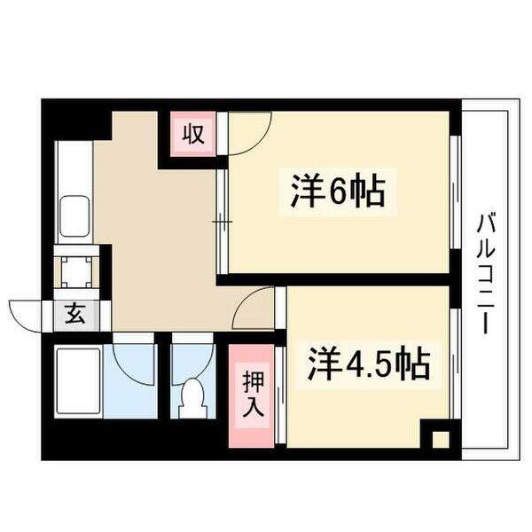 第二川島ビル(2K/2階)の間取り写真